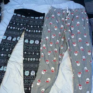 2 pyjamas pants Santa and owls
